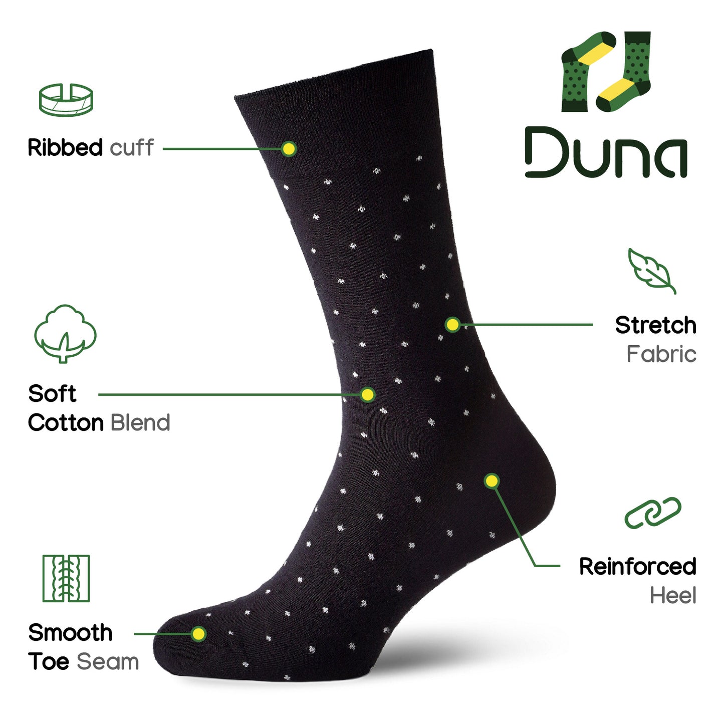 Mens Black Dress Cotton Socks Casual Trouser Sox men pattern 4-pack