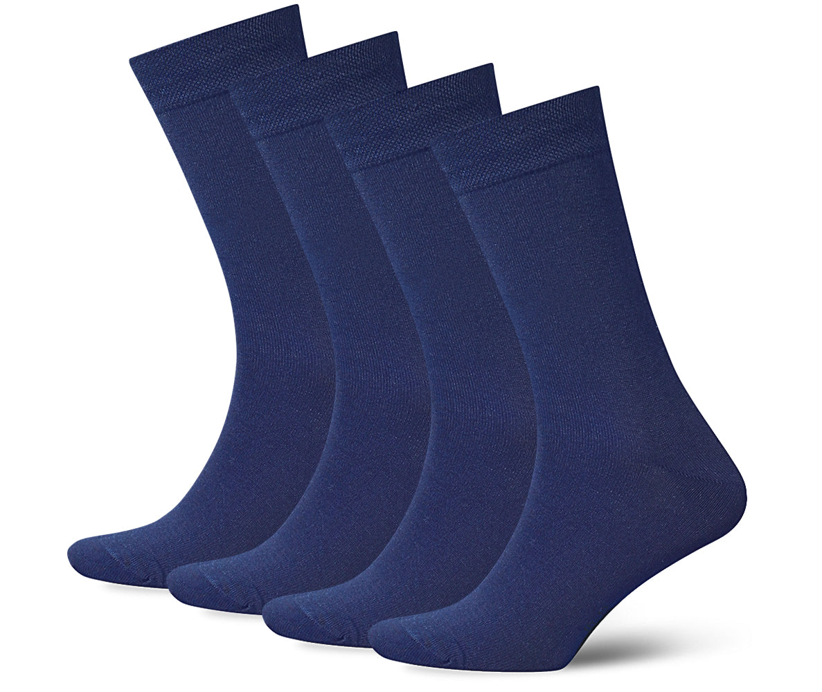 Mens Back Dress Cotton Socks Casual Trouser Sox men 4-pack Blue