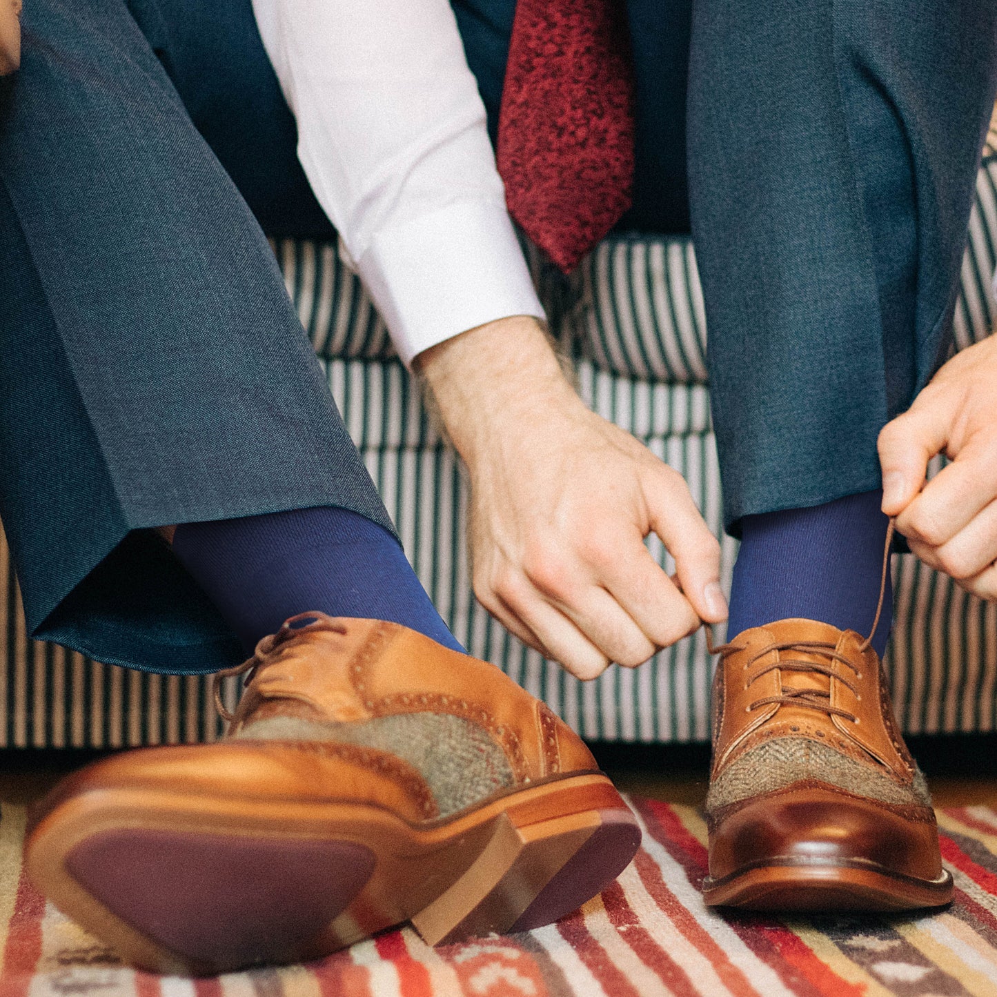 Mens Back Dress Cotton Socks Casual Trouser Sox men 4-pack Blue