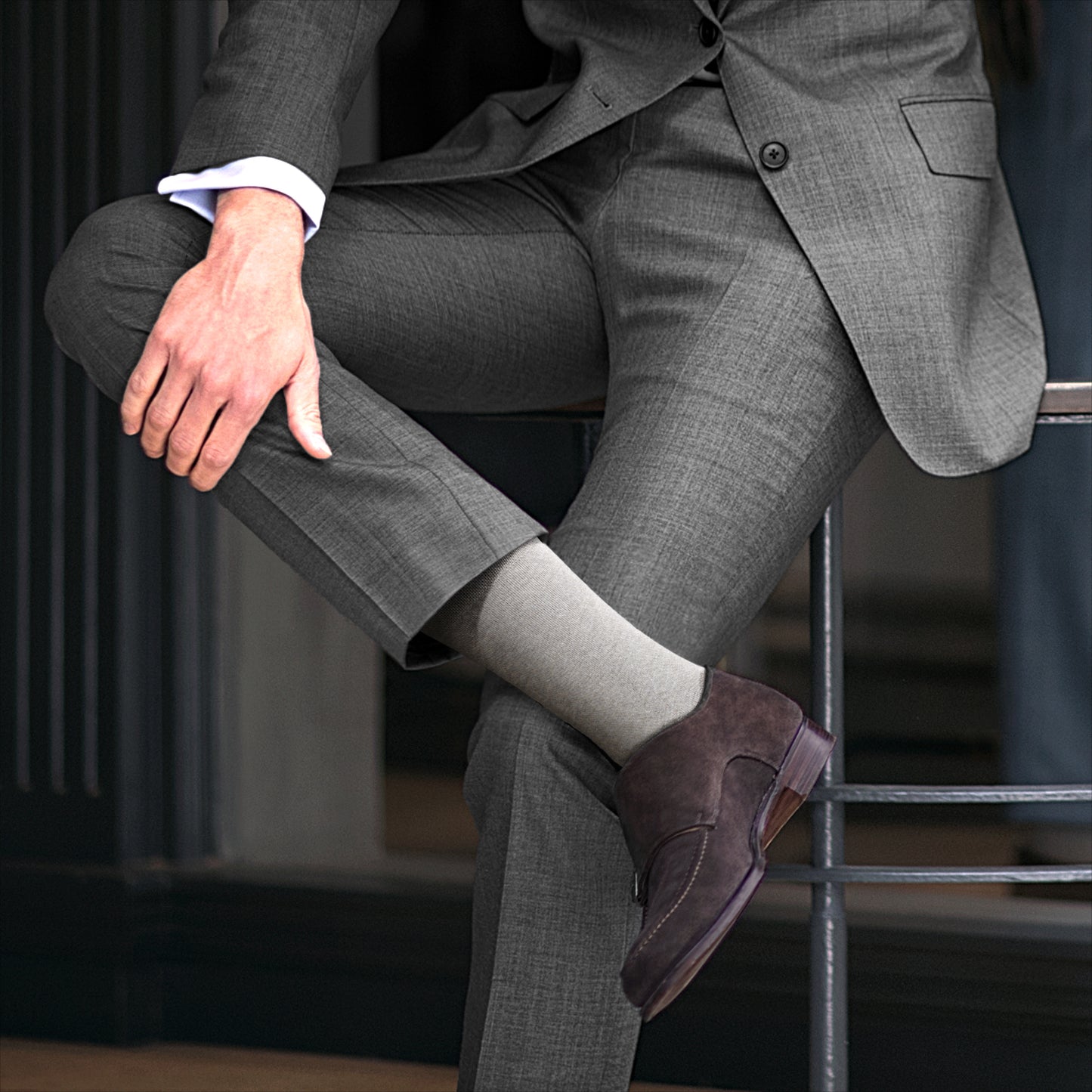 Mens Black Dress Cotton Socks Casual Trouser Sox men 4-pack Gray