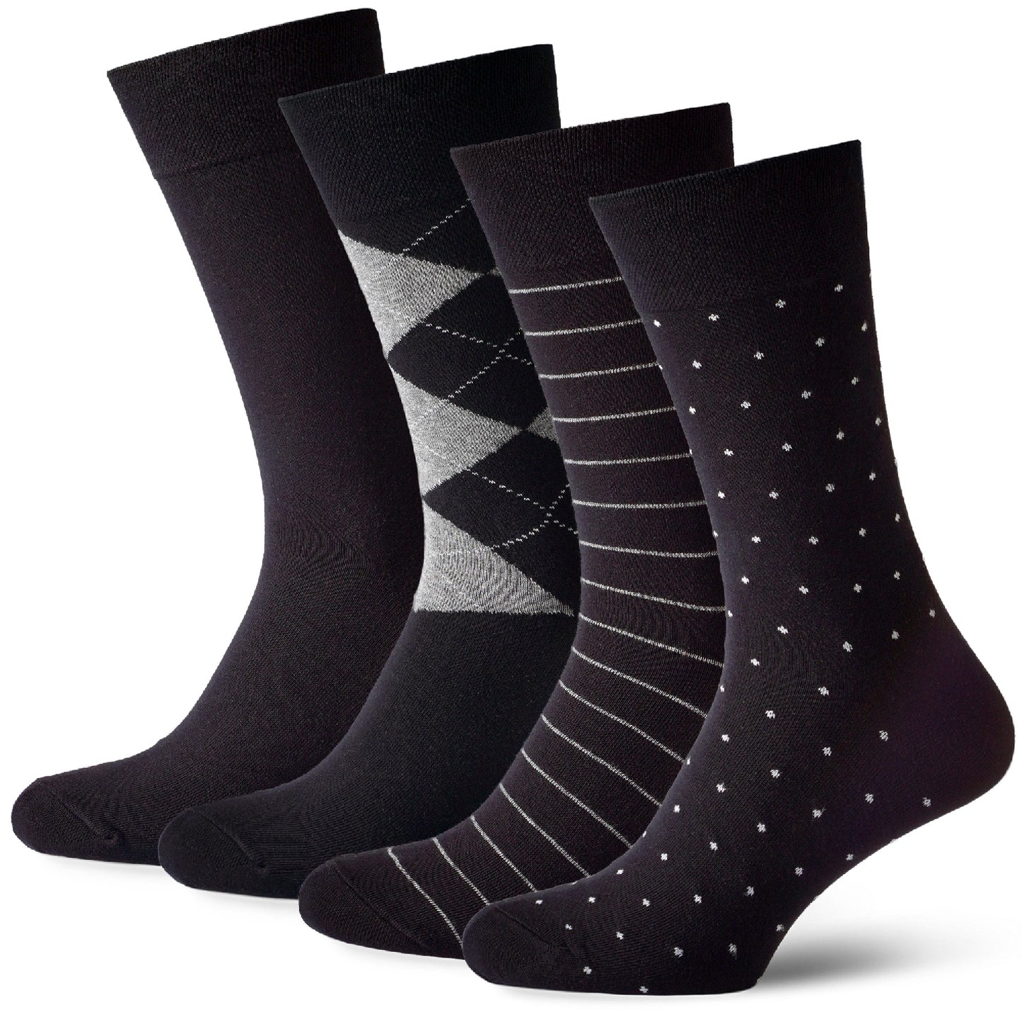 Mens Black Dress Cotton Socks Casual Trouser Sox men pattern 4-pack