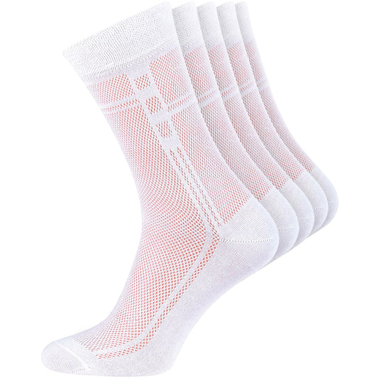 Mens Ultra thin Breathable Cotton Dress Socks White 5-pack