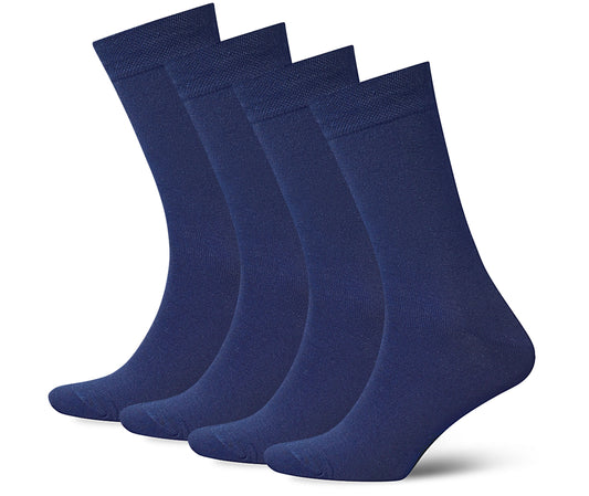 Mens Back Dress Cotton Socks Casual Trouser Sox men 4-pack Blue