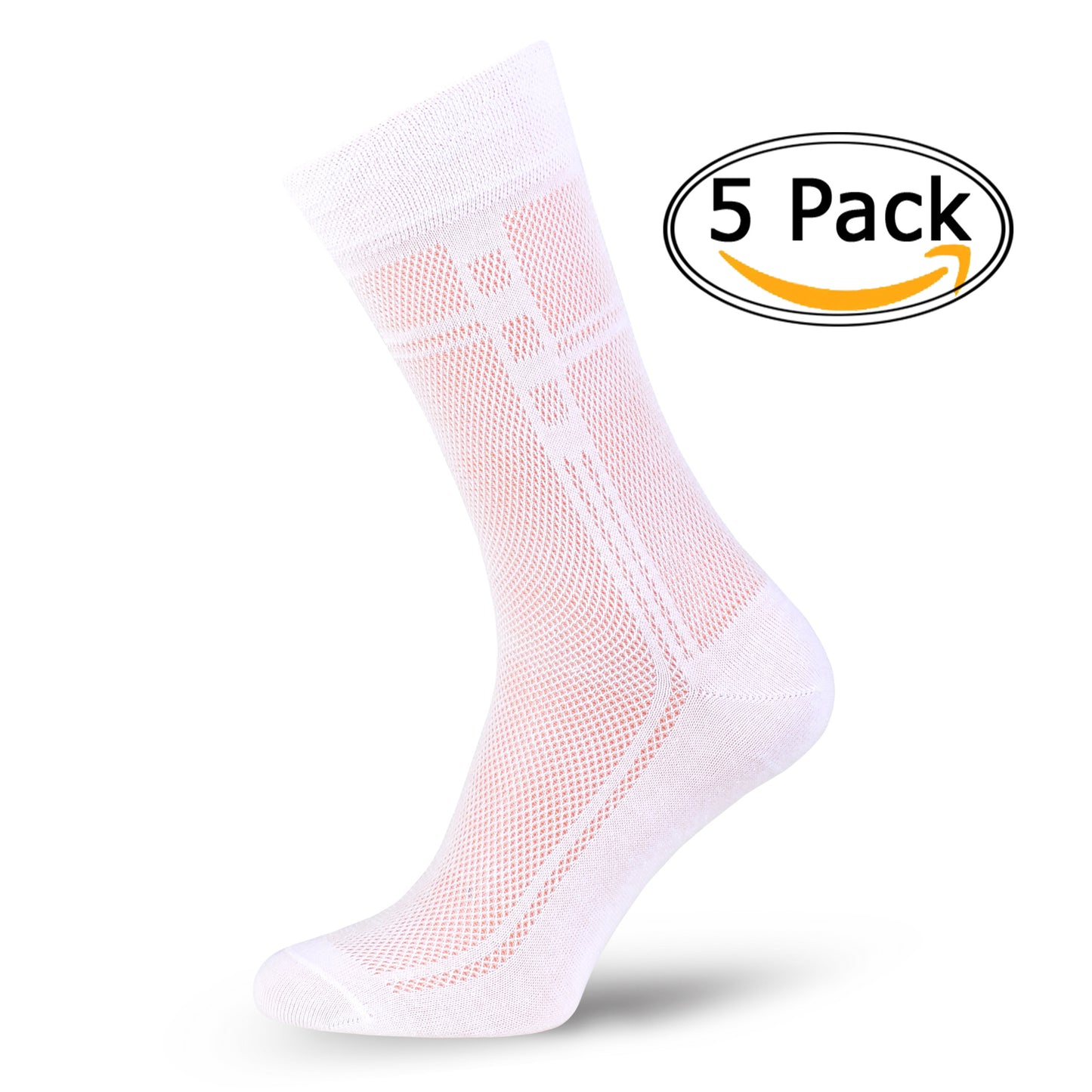 Mens Ultra thin Breathable Cotton Dress Socks White 5-pack