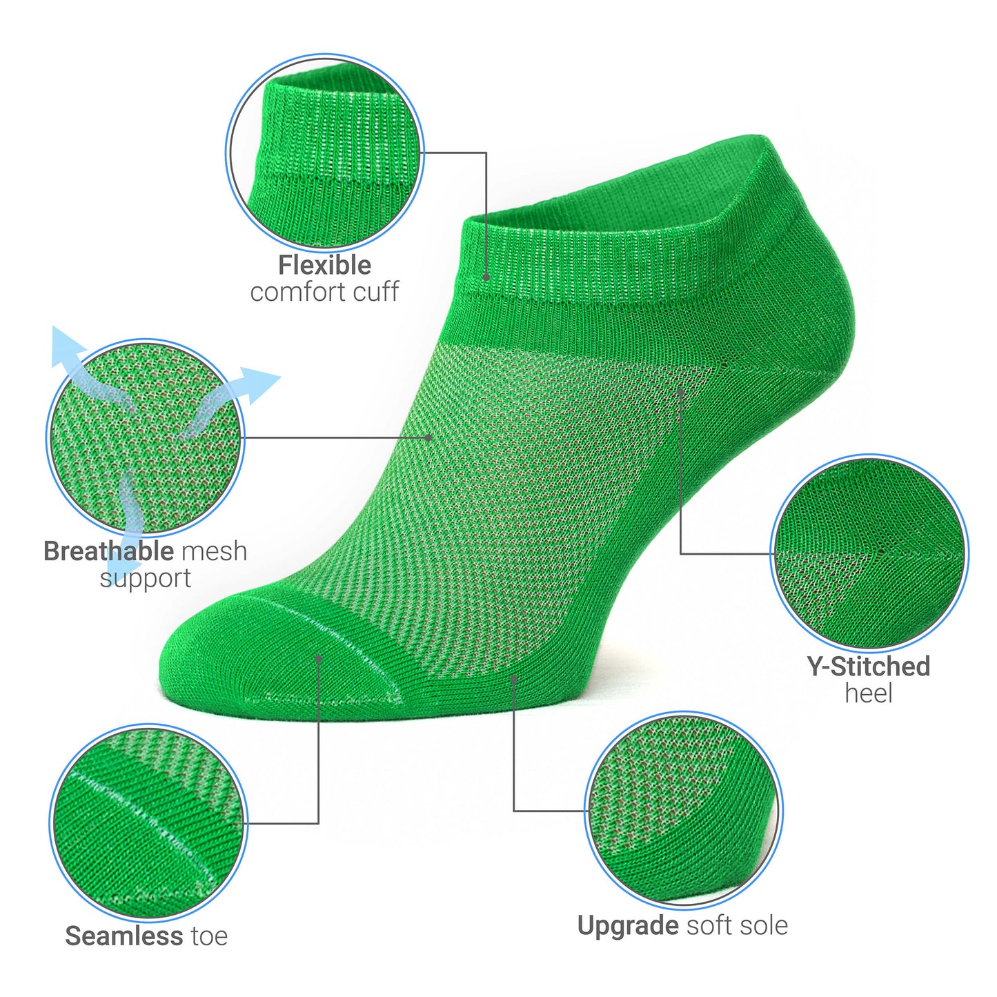 Unisex Ultra Thin Womens Socks Breathable Cotton Ankle Socks, size 7-9, in bag 4 pairs