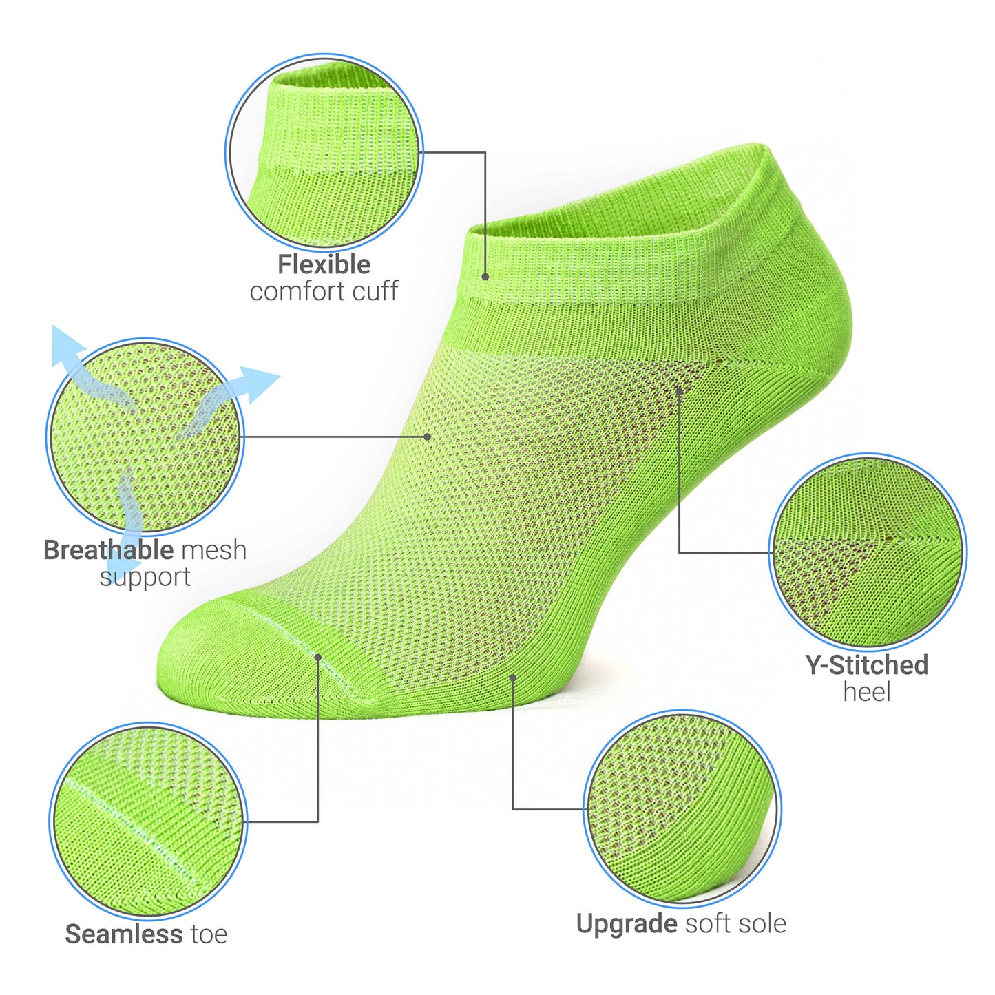 Unisex Ultra Thin Womens Socks Breathable Cotton Ankle Socks, size 7-9, in bag 4 pairs