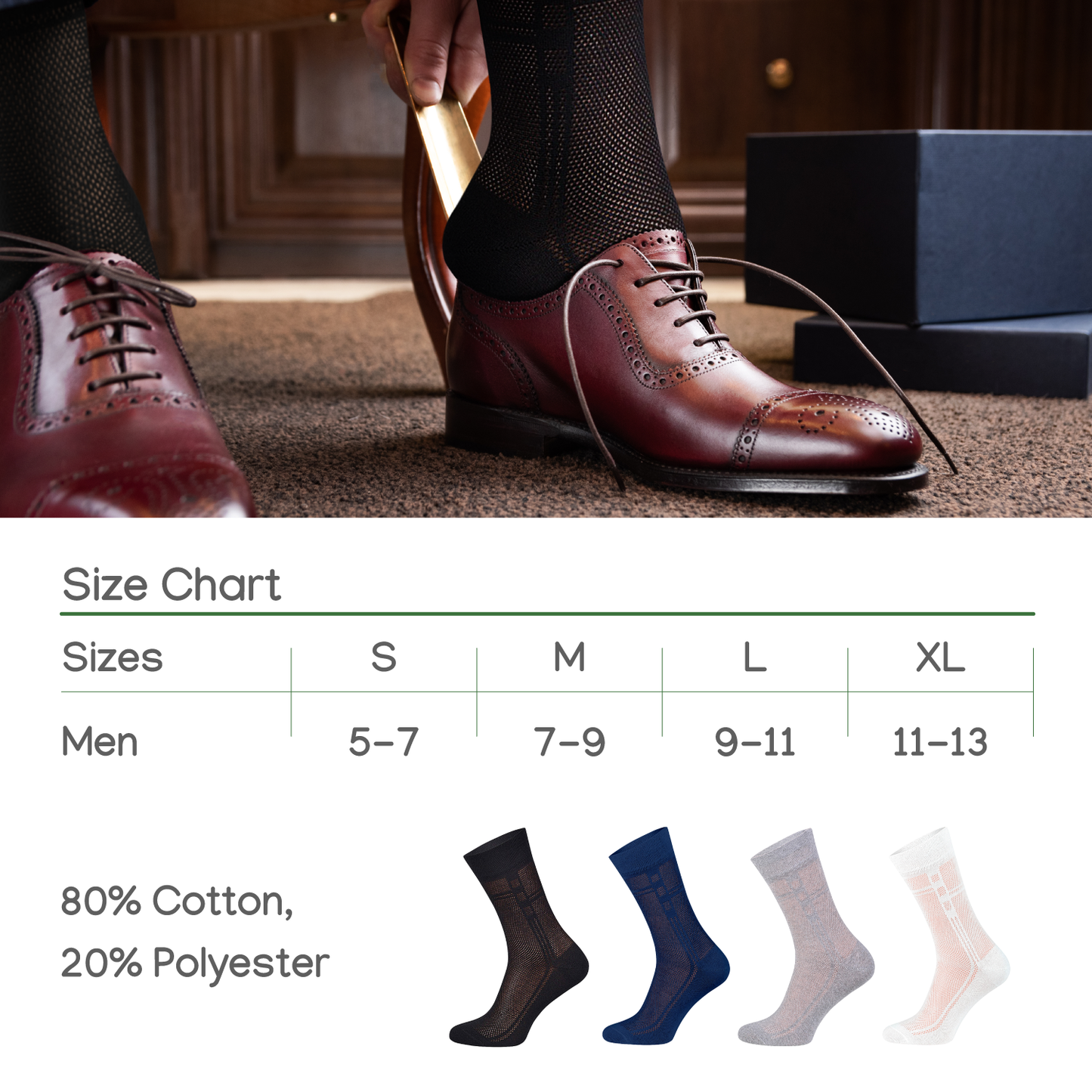 Mens Ultra thin Breathable Cotton Dress Socks White 5-pack