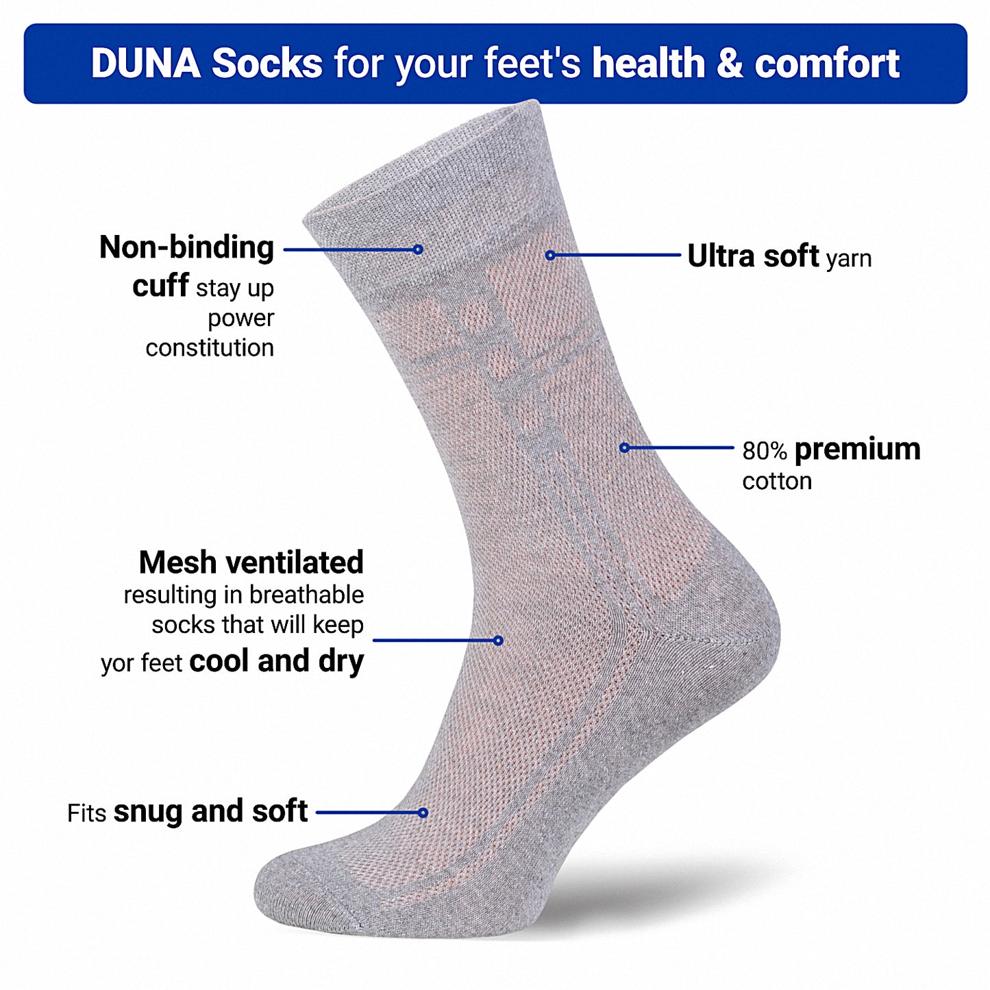 Mens Ultra thin Breathable Cotton Dress Socks White 5-pack